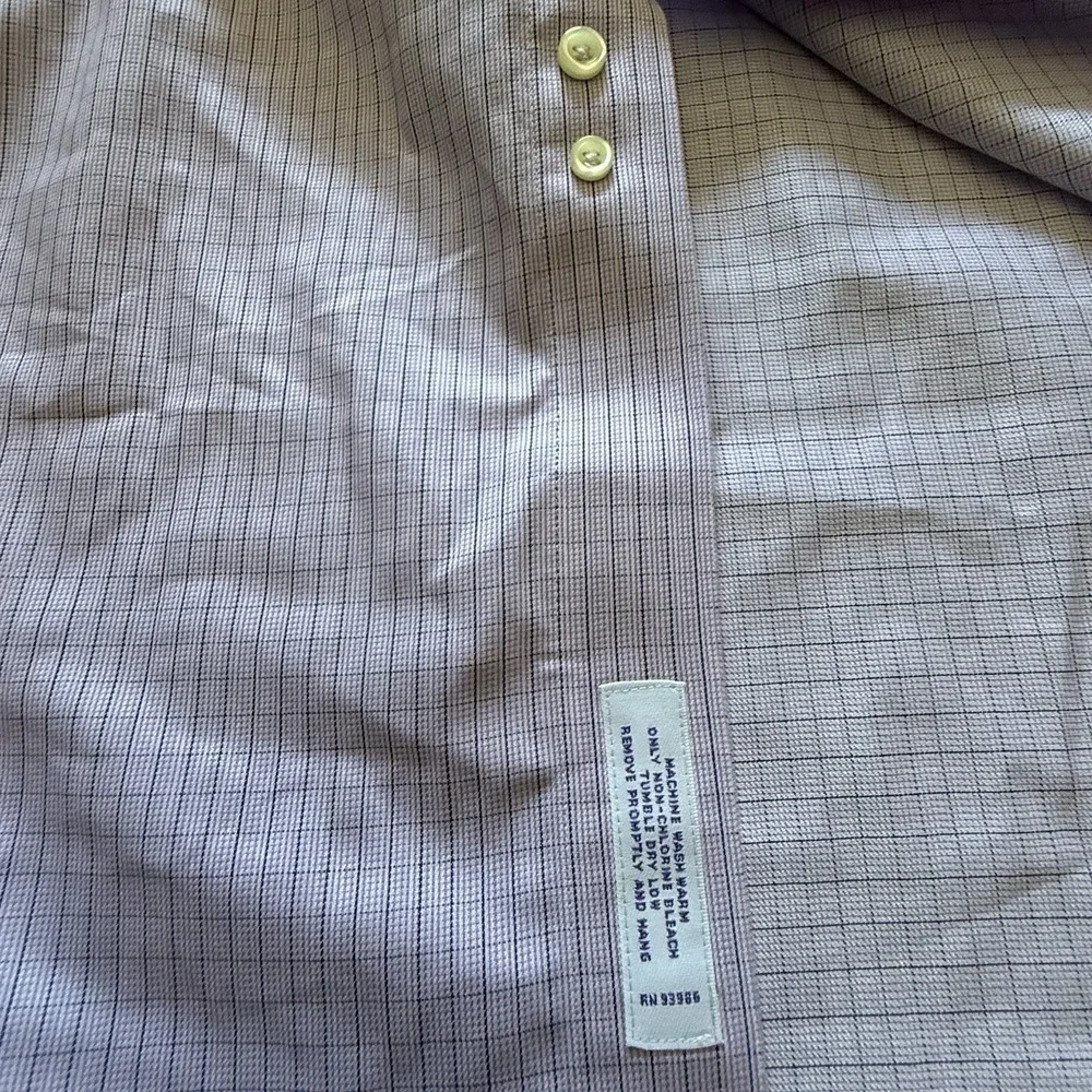 Brooks Brothers Men's Regular Fit Non-Iron Button-Up Shirt 17-4/5 Lavender Plaid